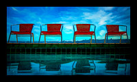 4 CHAIRS BY THE POOL-36X20-BORDERED